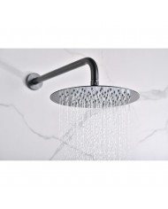 Built-in Complete Bathroom Set Imex Monza Black Gun Metal PVD Mixer 2 Spouts & Inox Bell Ø25cm & Tel. & Bracket (GPM039/BGM)