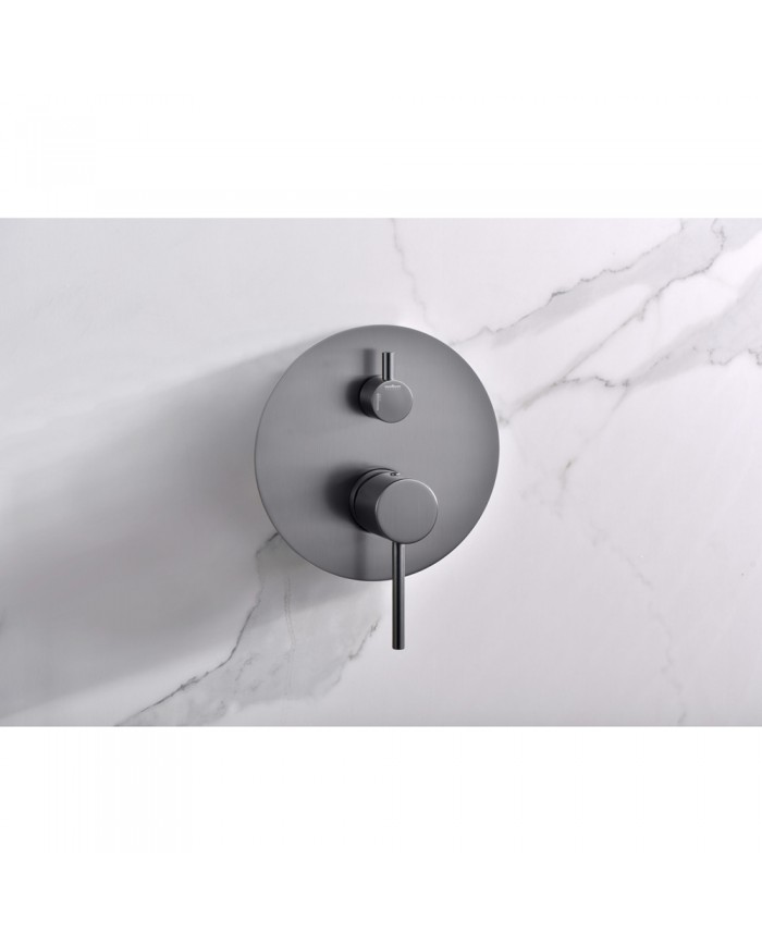 Built-in Complete Bathroom Set Imex Monza Black Gun Metal PVD Mixer 2 Spouts & Inox Bell Ø25cm & Tel. & Bracket (GPM039/BGM)