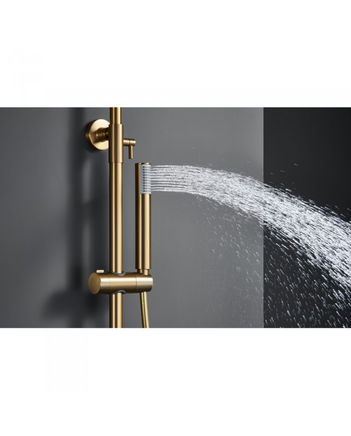 Στήλη Ντουζ Επεκτεινόμενη 2 Εξόδων Imex Monza Χρυσό Ματ PVD Μπαταρία & Ανακλινόμενη Κεφαλή & Τηλέφωνο(BDM039/OC)