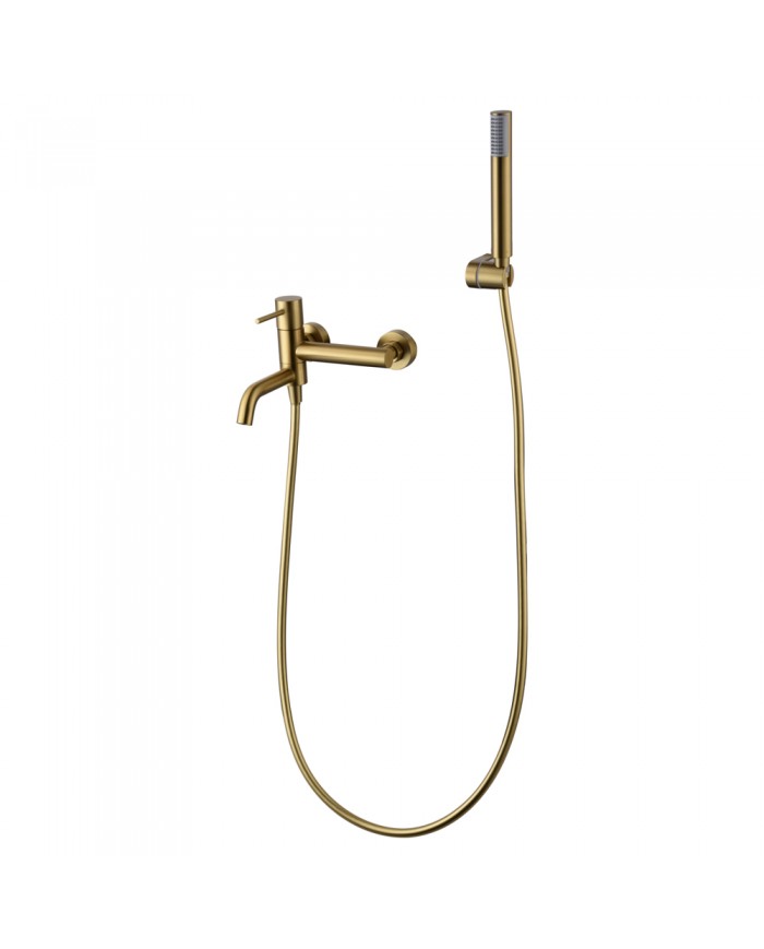 Imex Monza Bath Mixer Tap Matte Gold PVD Set Shower Handset, Spiral & Base (BDM039-4OC)