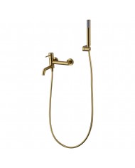 Imex Monza Bath Mixer Tap Matte Gold PVD Set Shower Handset, Spiral & Base (BDM039-4OC)