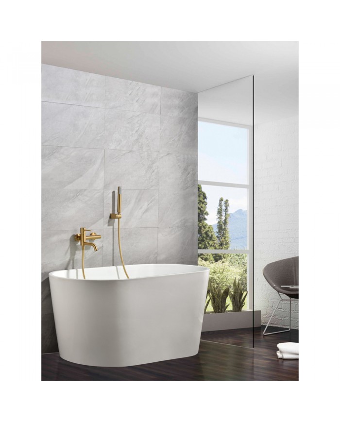 Imex Monza Bath Mixer Tap Matte Gold PVD Set Shower Handset, Spiral & Base (BDM039-4OC)