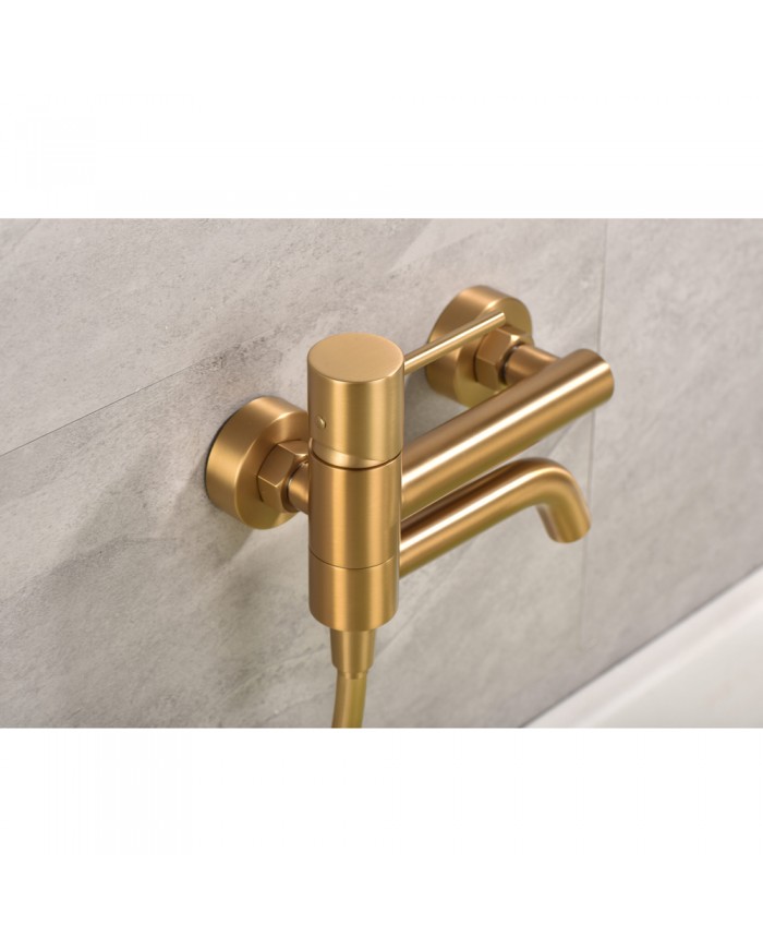 Imex Monza Bath Mixer Tap Matte Gold PVD Set Shower Handset, Spiral & Base (BDM039-4OC)