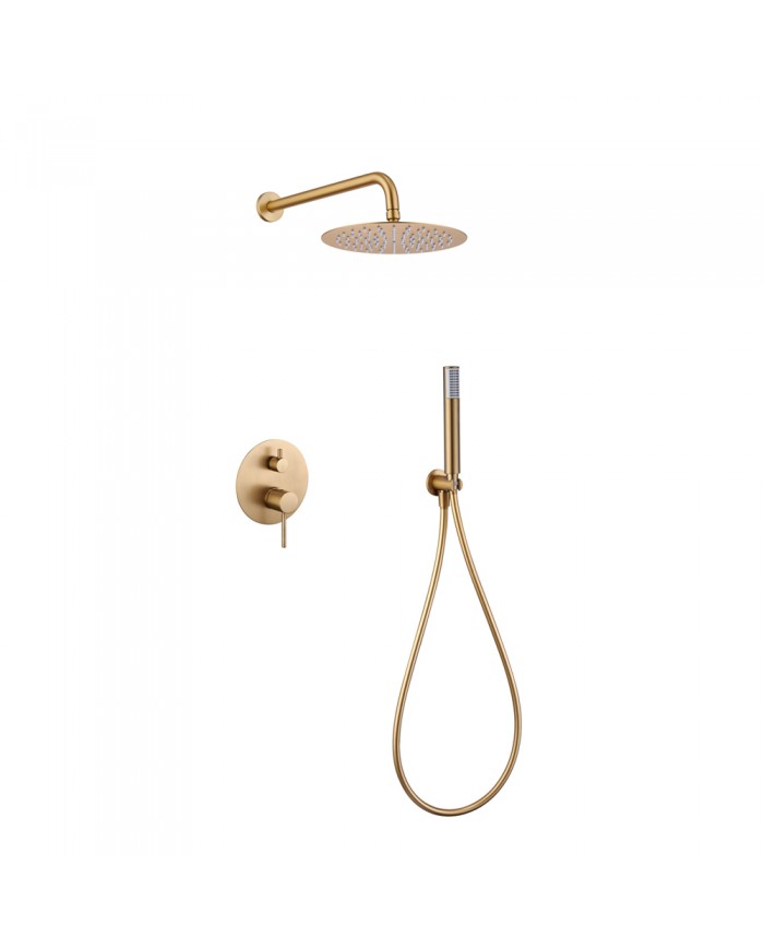 Built-in Complete Bathroom Set Imex Monza Gold Matt PVD Mixer 2 Spouts & Inox Bell Ø25cm & Tel. & Bracket (GPM039/OC)