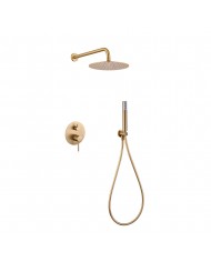Built-in Complete Bathroom Set Imex Monza Gold Matt PVD Mixer 2 Spouts & Inox Bell Ø25cm & Tel. & Bracket (GPM039/OC)