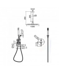 Built-in Complete Bathroom Set Imex Tivoli Matte Gold PVD 2 Outlet Mixer & Inox Ceiling Bell Ø25cm & Tel. (GPT039/OC)