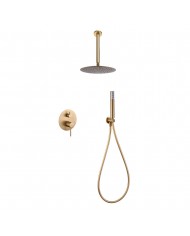 Built-in Complete Bathroom Set Imex Tivoli Matte Gold PVD 2 Outlet Mixer & Inox Ceiling Bell Ø25cm & Tel. (GPT039/OC)