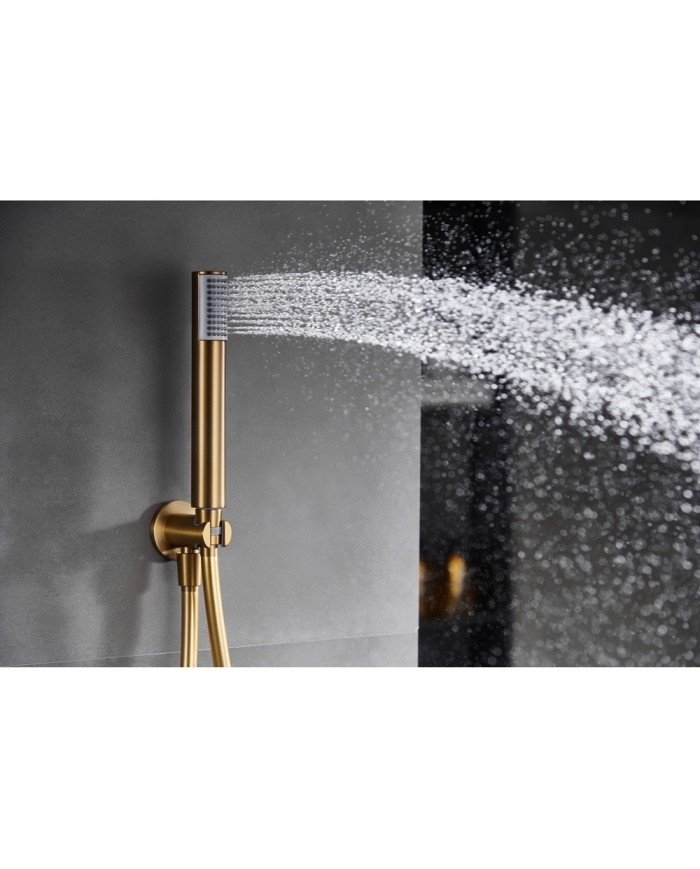 Built-in Complete Bathroom Set Imex Tivoli Matte Gold PVD 2 Outlet Mixer & Inox Ceiling Bell Ø25cm & Tel. (GPT039/OC)