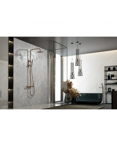 Στήλη Ντουζ Επεκτεινόμενη 2 Εξόδων Imex Monza Ροζ Χρυσό Ματ / Χαλκού PVD Μπαταρία & Ανακλινόμενη Κεφαλή & Τηλέφωνο (BDM039/ORC)