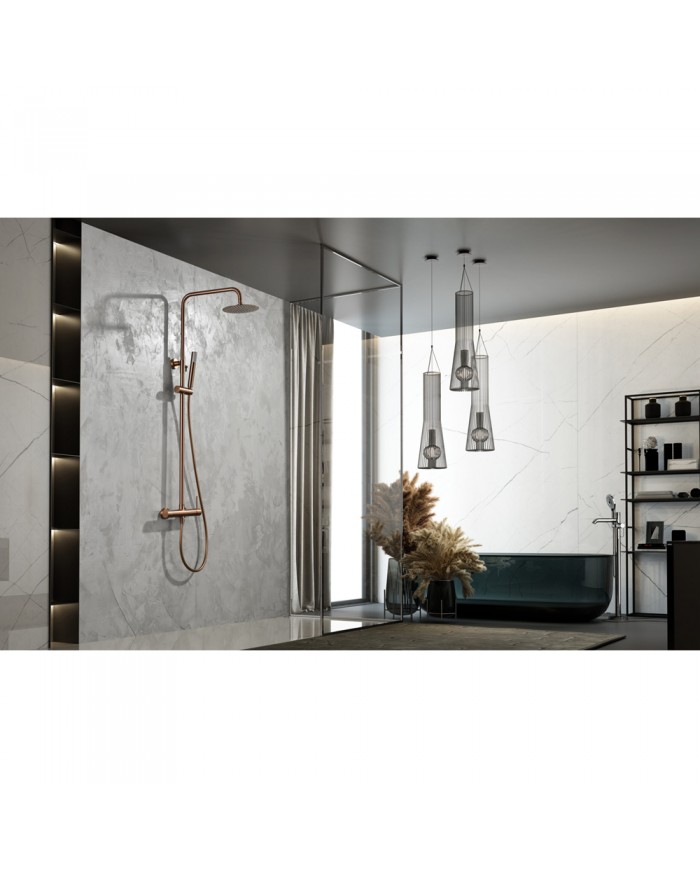 Στήλη Ντουζ Επεκτεινόμενη 2 Εξόδων Imex Monza Ροζ Χρυσό Ματ / Χαλκού PVD Μπαταρία & Ανακλινόμενη Κεφαλή & Τηλέφωνο (BDM039/ORC)