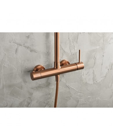 Στήλη Ντουζ Επεκτεινόμενη 2 Εξόδων Imex Monza Ροζ Χρυσό Ματ / Χαλκού PVD Μπαταρία & Ανακλινόμενη Κεφαλή & Τηλέφωνο (BDM039/ORC)