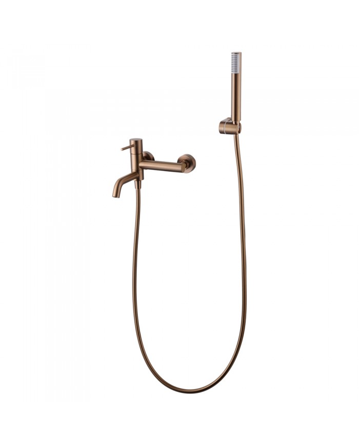 Imex Monza Bath Mixer Tap Rose Gold Matt / Copper PVD Set Shower Handset, Spiral & Base (BDM039-4ORC)