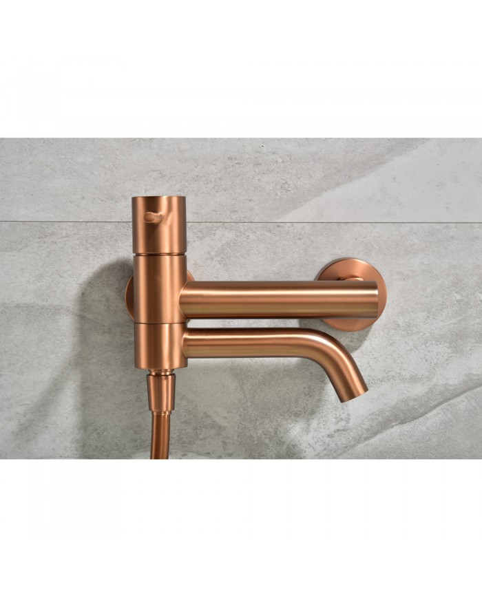 Imex Monza Bath Mixer Tap Rose Gold Matt / Copper PVD Set Shower Handset, Spiral & Base (BDM039-4ORC)