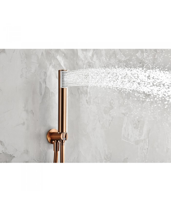 Built-in Complete Bathroom Set Imex Monza Rose Gold Matt / Copper PVD Mixer 2 Spouts & Bell. Inox Ø25cm & Telephone (GPM039/ORC)