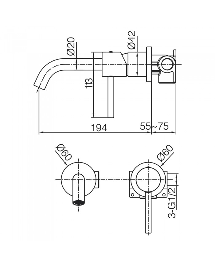 Imex Monza Built-in Mixer Tap Rose Gold Matt / Copper PVD (GLM039/ORC)