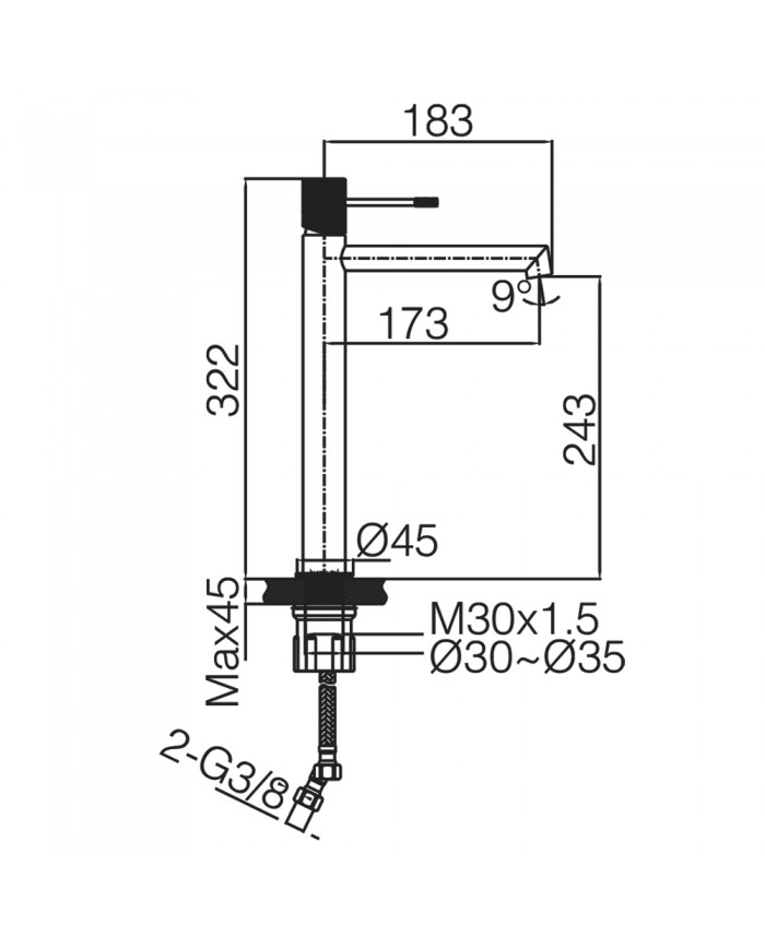 Tall Basin Mixer Brass Imex Line Chrome (BDD038-3)