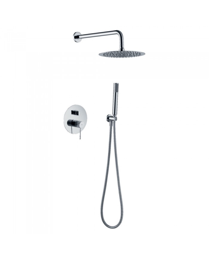 Built-in Complete Bathroom Set Imex Line Chrome 2 Outlet Mixer & Inox Bell Ø25cm & Telephone with Bracket (GPD038)