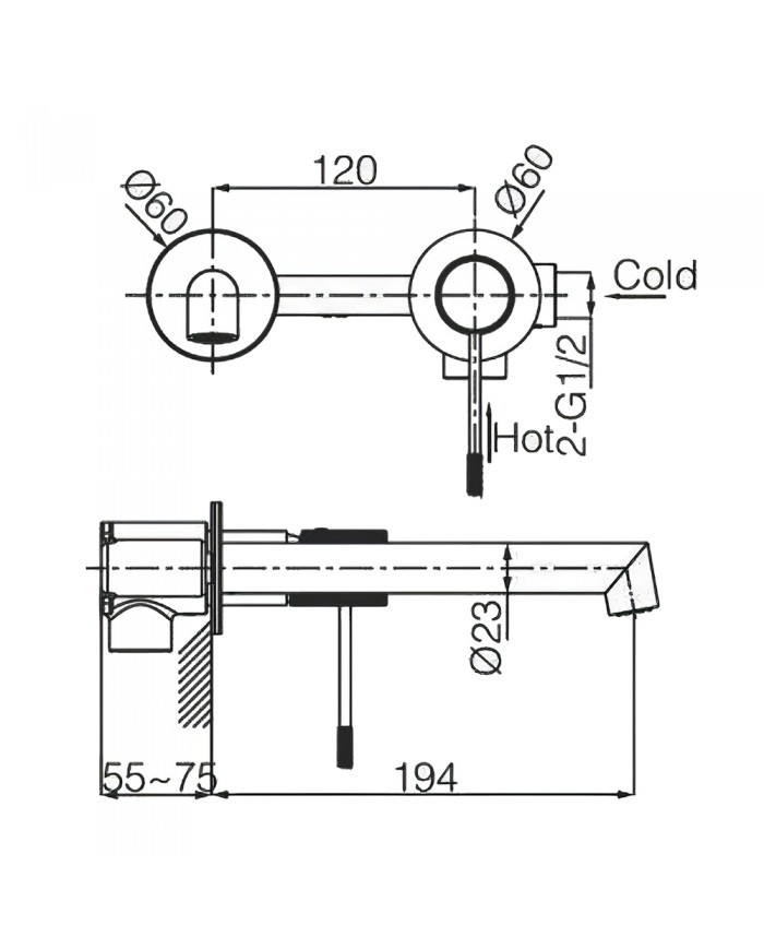 Built-in Basin Mixer Imex Line Chrome (GLD038)