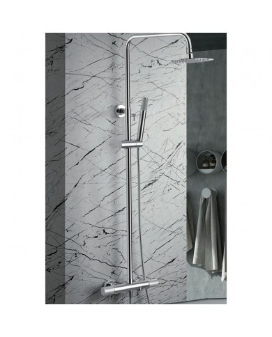 Στήλη Ντουζ Επεκτεινόμενη Θερμοστατική 3 Εξόδων Imex Line Chrome με Μπαταρία & Ανακλινόμενη Κεφαλή & Τηλέφωνο (BTD038-B)