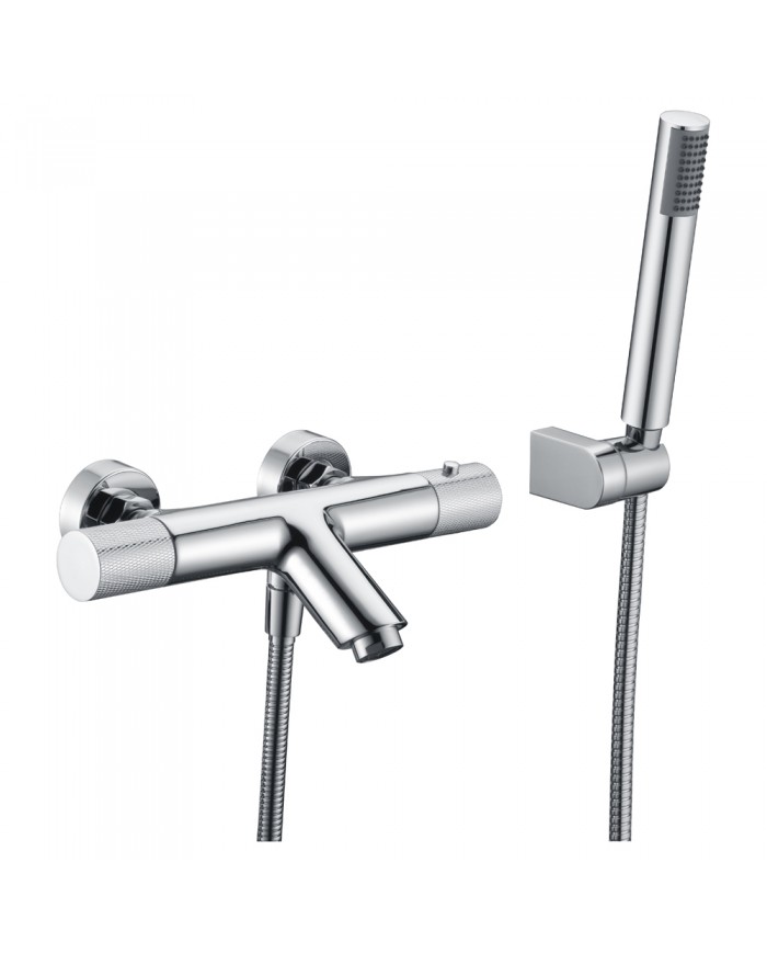 Imex Line Chrome Thermostatic Bath Mixer Set with Shower Handset, Spiral & Base (BTD038-4)