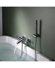 Imex Line Chrome Thermostatic Bath Mixer Set with Shower Handset, Spiral & Base (BTD038-4)