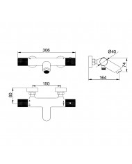 Imex Line Chrome Thermostatic Bath Mixer Set with Shower Handset, Spiral & Base (BTD038-4)
