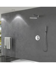 Built-in Bathroom Set Imex Line Chrome Thermostatic Mixer 2 Outlets & Inox Bell Ø25cm & Telephone & Mixer (GTD038)