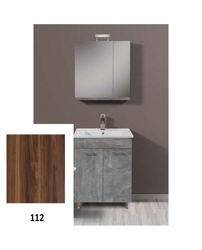 Apia MDF Laminate Bathroom Cabinet with PVC 60cm in 8 Colors Base, Sink, Mirror-Cloak & Column