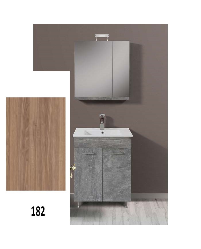 Apia MDF Laminate Bathroom Cabinet with PVC 60cm in 8 Colors Base, Sink, Mirror-Cloak & Column