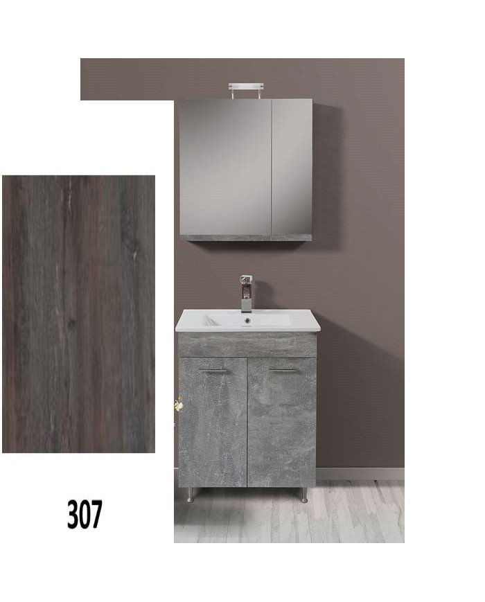 Apia MDF Laminate Bathroom Cabinet with PVC 60cm in 8 Colors Base, Sink, Mirror-Cloak & Column