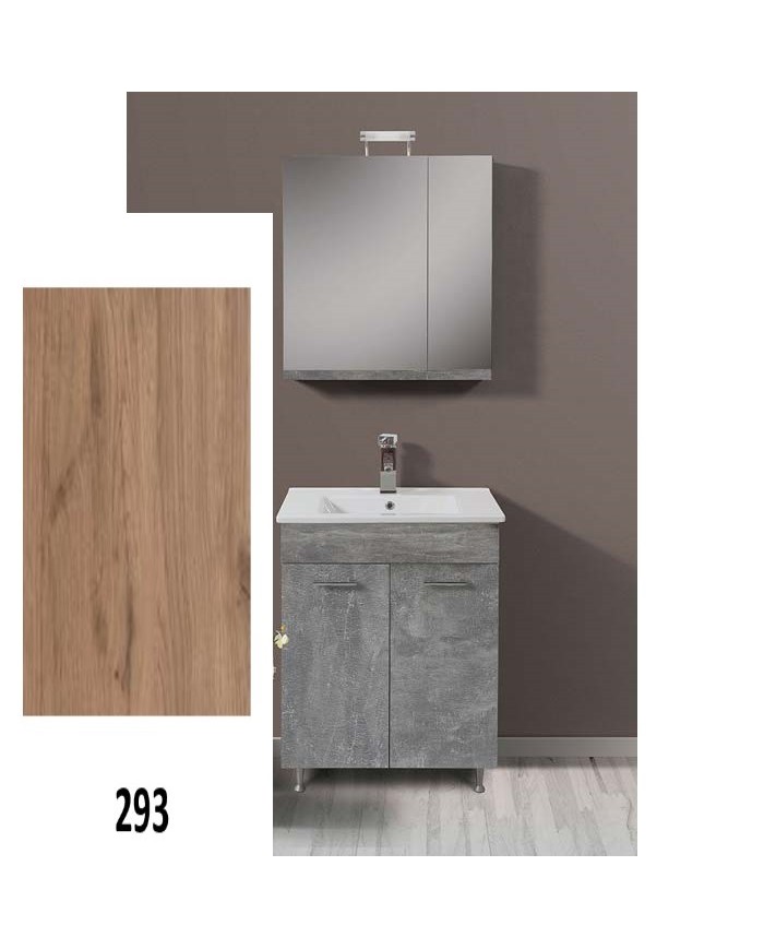 Apia Bathroom Furniture MDF Laminate with PVC 70cm in 8 Colors Base, Sink, Mirror-Cloak & Column
