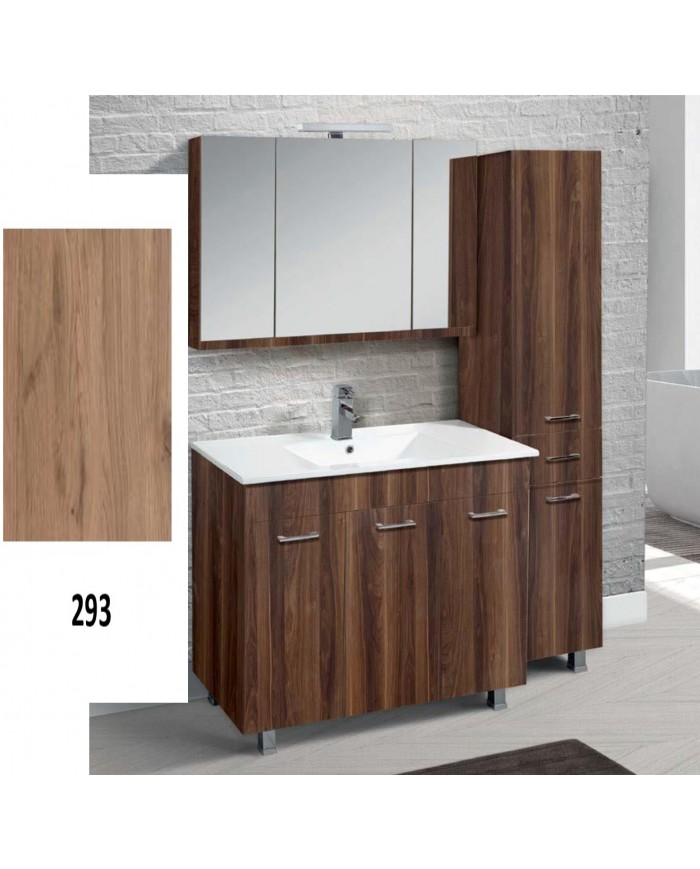 Έπιπλο Μπάνιου Apia MDF Laminate με PVC 120cm σε 8 Αποχρώσεις Βάση, Νιπτήρας, Καθρέπτης-Κρυφοντούλαπο & Στήλη