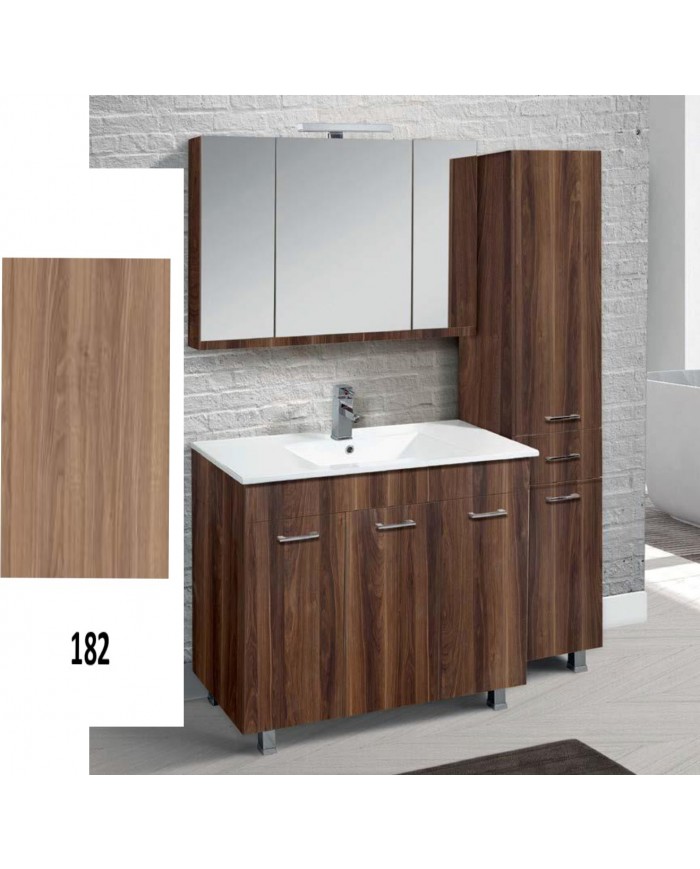 Έπιπλο Μπάνιου Apia MDF Laminate με PVC 120cm σε 8 Αποχρώσεις Βάση, Νιπτήρας, Καθρέπτης-Κρυφοντούλαπο & Στήλη