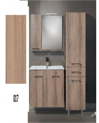 Bathroom Furniture Hanging Chest MDF Laminate with PVC 60 cm Base, Washbasin, Mirror with Cabinet, Column: