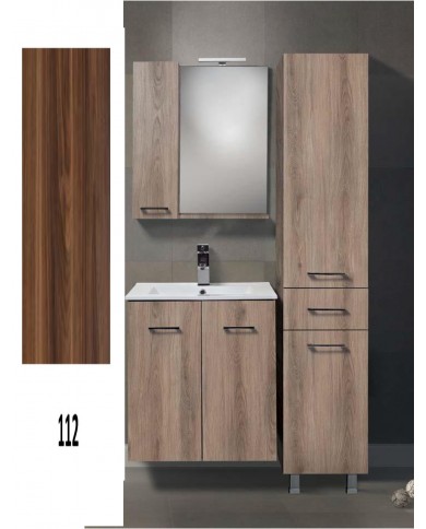 Bathroom Furniture Hanging Chest MDF Laminate with PVC 70 cm Base, Washbasin, Mirror with Cabinet, Column: