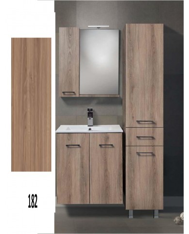 Έπιπλο Μπάνιου κρεμαστό Θήβη MDF Laminate με PVC 70 cm Βάση, Νιπτήρας,Καθρέφτης με Ντουλάπι, Στήλη: