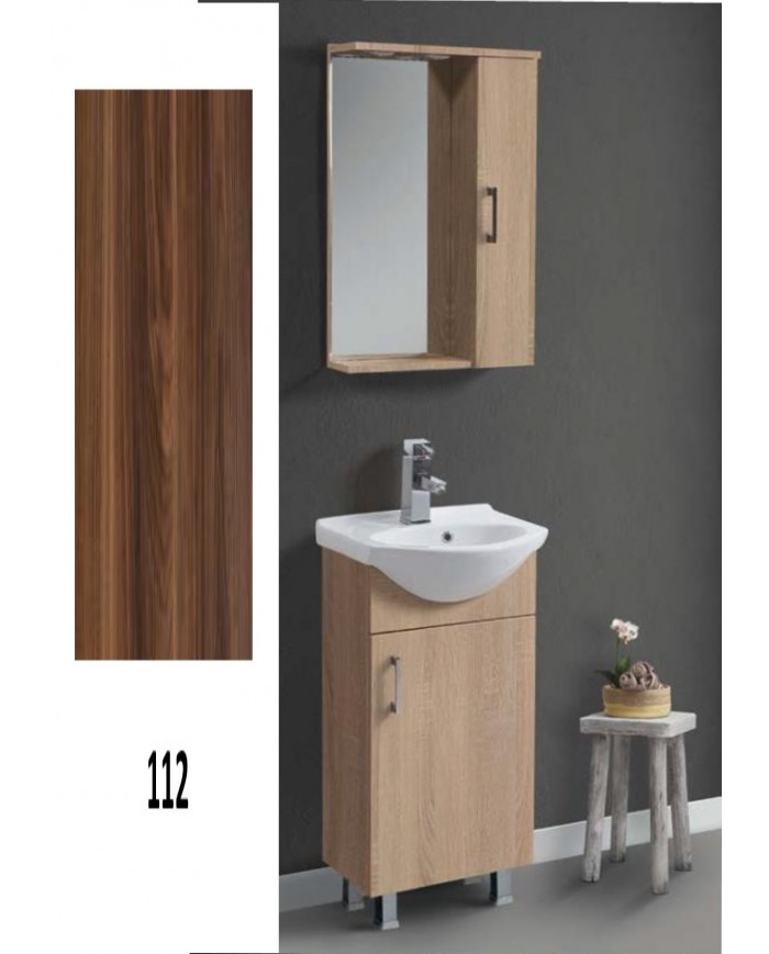 Έπιπλο Μπάνιου Economy MDF Laminate 45 Βάση, Καθρέπτης, Νιπτήρας