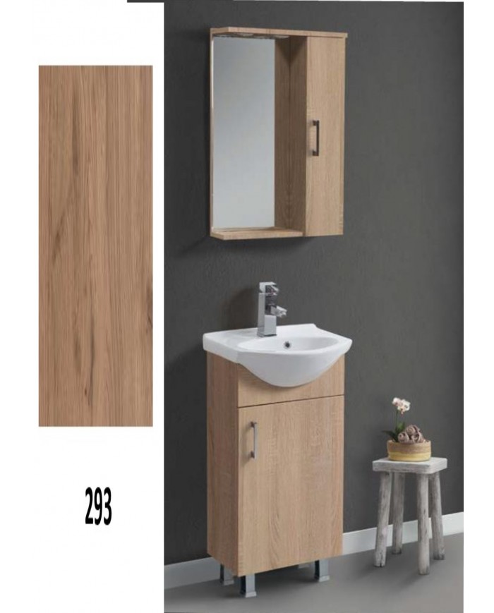 Έπιπλο Μπάνιου Economy MDF Laminate 45 Βάση, Καθρέπτης, Νιπτήρας