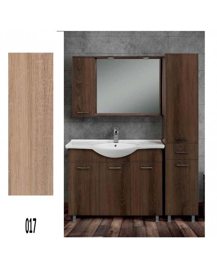 Έπιπλο Μπάνιου Economy MDF Laminate 85 Βάση, Καθρέπτης, Νιπτήρας, Στήλη: