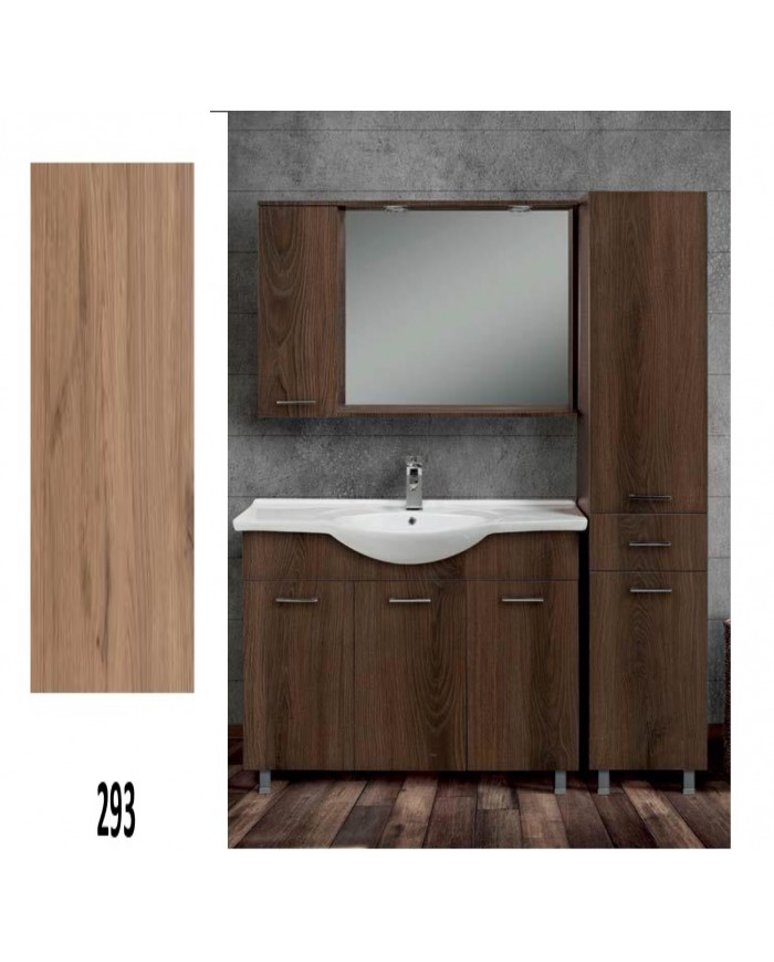 Έπιπλο Μπάνιου Economy MDF Laminate 85 Βάση, Καθρέπτης, Νιπτήρας, Στήλη: