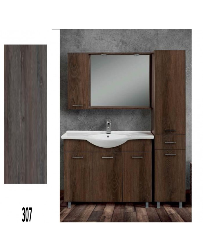 Έπιπλο Μπάνιου Economy MDF Laminate 85 Βάση, Καθρέπτης, Νιπτήρας, Στήλη: