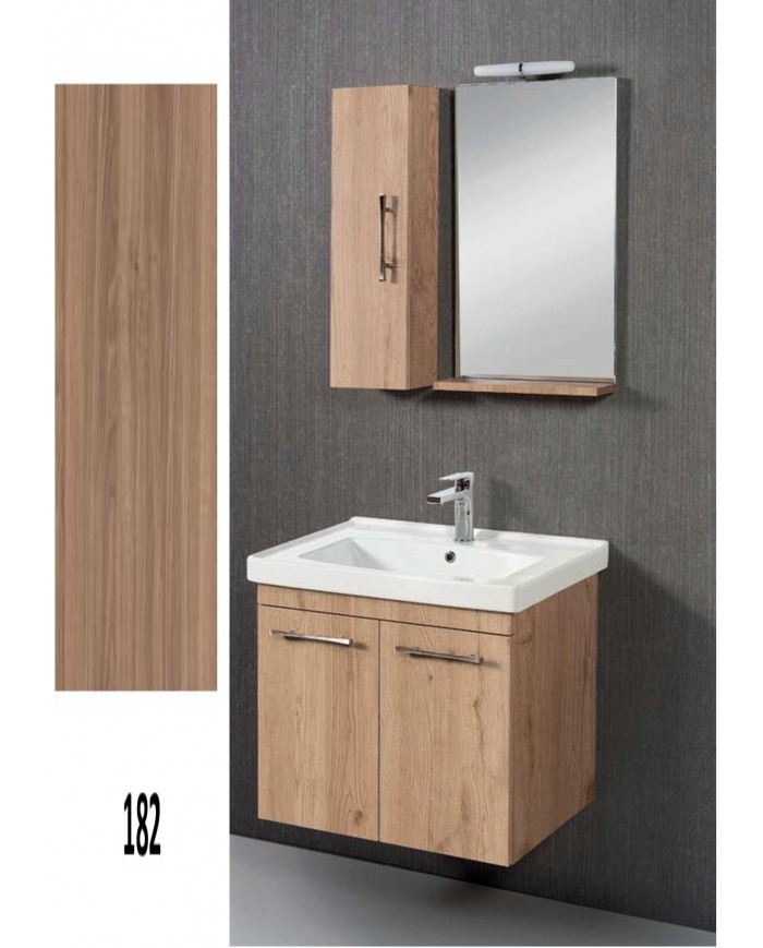 Έπιπλο Μπάνιου Κρεμαστό Aloe MDF Laminate με PVC Βάση, Καθρέπτης, Νιπτήρας