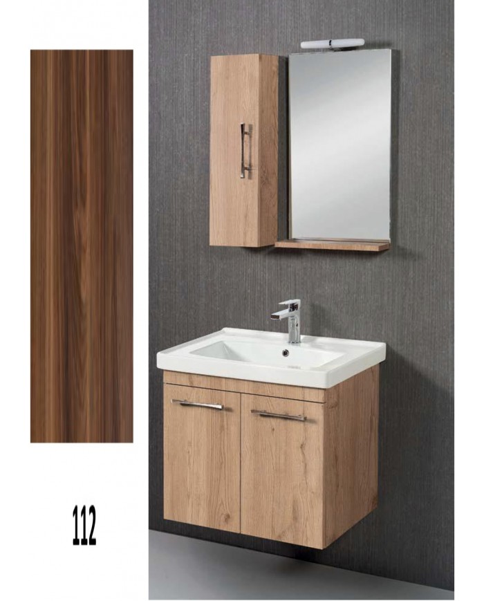 Έπιπλο Μπάνιου Κρεμαστό Aloe MDF Laminate με PVC Βάση, Καθρέπτης, Νιπτήρας