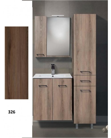 Bathroom Furniture Hanging Chest MDF Laminate with PVC 80 cm Base, Washbasin, Mirror with Cabinet, Column: