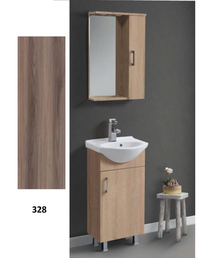 Έπιπλο Μπάνιου Economy MDF Laminate 45 Βάση, Καθρέπτης, Νιπτήρας