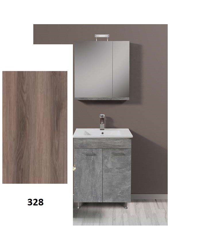 Apia MDF Laminate Bathroom Cabinet with PVC 60cm in 8 Colors Base, Sink, Mirror-Cloak & Column