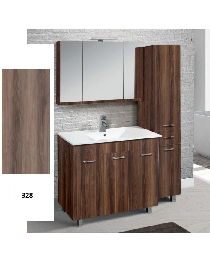 Έπιπλο Μπάνιου Apia MDF Laminate με PVC 120cm σε 8 Αποχρώσεις Βάση, Νιπτήρας, Καθρέπτης-Κρυφοντούλαπο & Στήλη