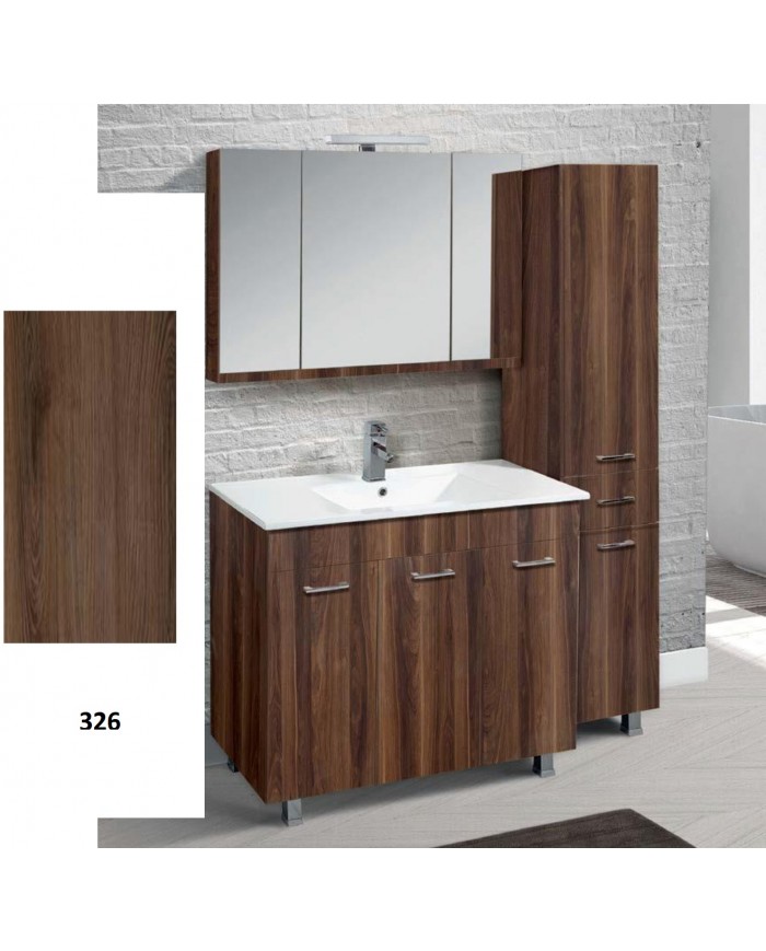 Έπιπλο Μπάνιου Apia MDF Laminate με PVC 120cm σε 8 Αποχρώσεις Βάση, Νιπτήρας, Καθρέπτης-Κρυφοντούλαπο & Στήλη