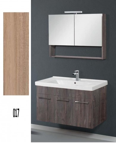 Έπιπλο Μπάνιου Cappuccino MDF Laminate Βάση, Καθρέπτης, Νιπτήρας