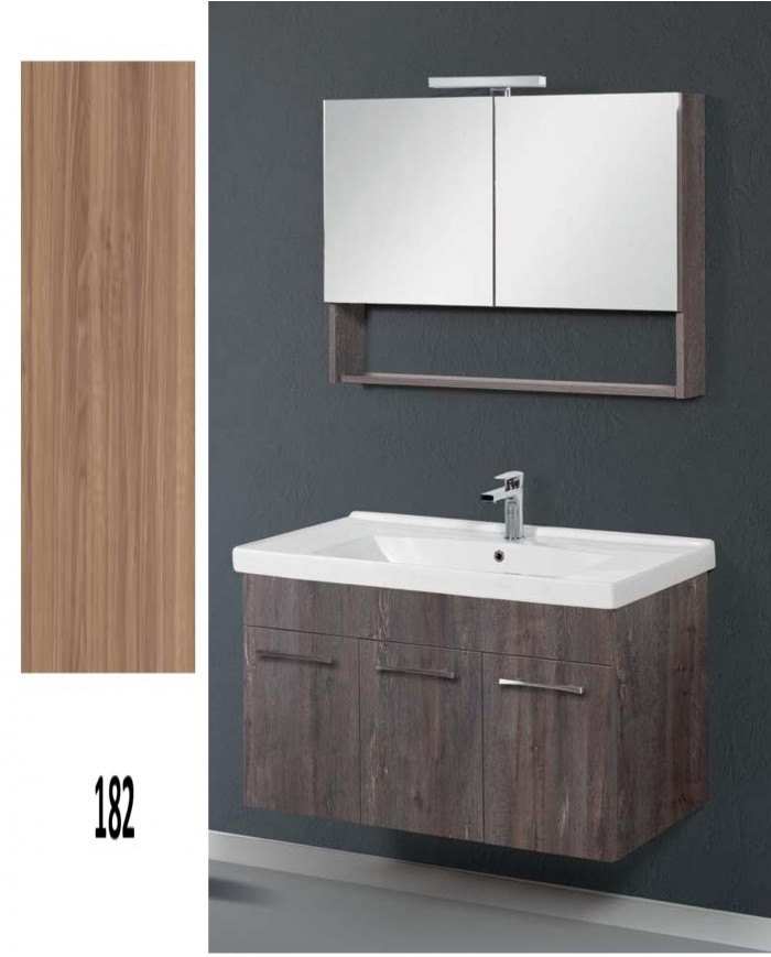 Bathroom Furniture Cappuccino MDF Laminate Base, Mirror, Sink